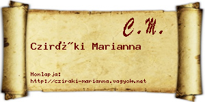 Cziráki Marianna névjegykártya
