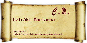 Cziráki Marianna névjegykártya
